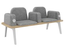Banquette ILO - 2 places L172xP67cm - pieds blanc - structure chêne clair - tissu gris chiné