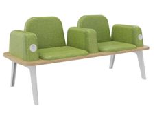 Banquette ILO - 2 places L172xP67cm - pieds blanc - structure chêne clair - tissu kiwi