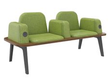 Banquette ILO - 2 places L172xP67cm - pieds carbone - structure noyer - tissu kiwi