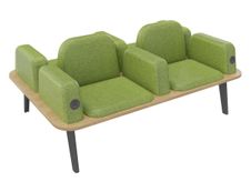 Banquette ILO - 4 places L172xP114cm - pieds carbone - structure chêne clair - tissu kiwi