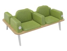 Banquette ILO - 4 places L172xP114cm - pieds blanc - structure chêne clair - tissu kiwi