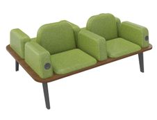 Banquette ILO - 4 places L172xP114cm - pieds carbone - structure noyer - tissu kiwi