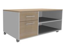 Console mobile INEO JET UP Bureau Vallée - L100 X H63 X P60 cm - 2 tiroirs dont 1 personnalisable en option - Finition imitation Chêne clair