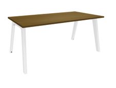 Bureau simple STEELY - L140 cm - Bureau de départ - Pieds blanc - plateau imitation noyer