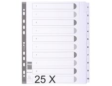 Exacompta - Pack de 25 intercalaires 10 positions numériques - A4 Maxi - blanc - touches plastifiées