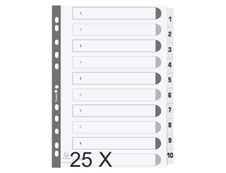 Exacompta - Pack de 25 intercalaires 10 positions numériques - A4 - blanc - touches plastifiées