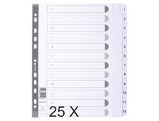 Exacompta - Pack de 25 intercalaires 12 positions numériques - A4 Maxi - blanc - touches plastifiées