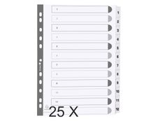 Exacompta - Pack de 25 intercalaires 12 positions numériques - A4 - blanc - touches plastifiées