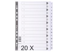 Exacompta - Pack de 20 intercalaires 15 positions numériques - A4 - blanc - touches plastifiées