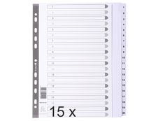 Exacompta - Pack de 15 intercalaires 20 positions numériques - A4 Maxi - blanc - touches plastifiées