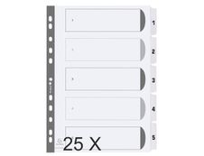 Exacompta - Pack de 25 intercalaires 5 positions numériques - A4 - blanc - touches plastifiées