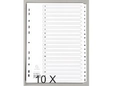 Exacompta - Pack de 10 intercalaires 20 positions alphabétiques - A4 - blanc - touches plastifiées
