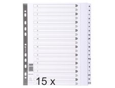 Exacompta - Pack de 15 intercalaires 20 positions alphabétiques - A4 Maxi - blanc - touches plastifiées