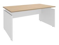 Bureau INEO JET UP Bureau Vallée - Réglable en hauteur - L160 x H74/78/82 x P80 cm - Pieds blanc - plateau imitation chêne clair - Entretoise Blanc