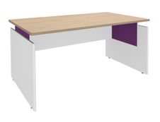 Bureau INEO JET UP Bureau Vallée - Réglable en hauteur - L140 x H74/78/82 x P80 cm - Pieds blanc - plateau imitation chêne clair - Entretoise Violine