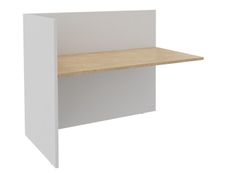 Banque d'accueil Module de départ haut OLA - L122,5 x H112 x P82,5 cm - structure blanc perle, plateau chêne clair