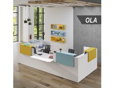 Banque d'accueil Module de départ haut OLA - L82,5 x H112 x P82,5 cm - structure blanc perle, plateau blanc perle