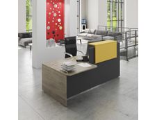 Banque d'accueil Module de départ haut OLA - L162,5 x H112 x P82,5 cm - structure carbone, plateau chêne gris
