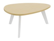 Table basse galet - L100xH42xP90/80 - pied blanc - plateau imitation hêtre