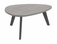 Table basse galet - L100xH42xP90/80 - pied carbone - plateau imitation chêne gris