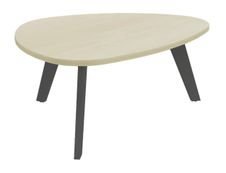 Table basse galet - L100xH42xP90/80 - pied carbone - plateau imitation érable