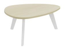 Table basse galet - L100xH42xP90/80 - pied blanc - plateau imitation érable