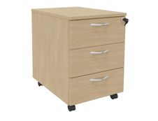 Caisson mobile IDRA/DUAL - L43 x H56 x P60 cm - 3 Tiroirs - Imitation Chêne clair