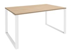 Bureau droit LOFTER - L180 cm - Plateau imitation chêne clair - pied Blanc