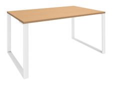 Bureau droit LOFTER - L160 cm - Plateau imitation Hêtre - pied Blanc