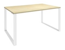 Bureau droit LOFTER - L180 cm - Plateau imitation Erable - pied Blanc