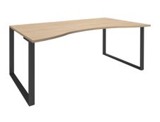 Bureau vague symétrique LOFTER - L180 cm - Plateau imitation chêne clair - pied Carbone