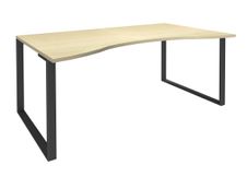 Bureau vague symétrique LOFTER - L180 cm - Plateau imitation Erable - pied Carbone