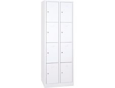 Vestiaire 2 colonnes soit 8 cases monobloc - H180 x L60 x P50 cm - blanc