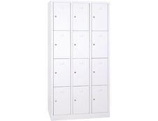 Vestiaire 3 colonnes soit 12 cases monobloc - H180 x L90 x P50 cm - blanc