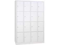 Vestiaire 4 colonnes soit 16 cases monobloc - H180 x L120 x P50 cm - blanc