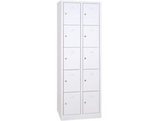 Vestiaire 2 colonnes soit 10 cases monobloc - H180 x L60 x P50 cm - blanc