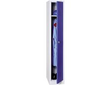 Vestiaire industrie propre monobloc 1 colonne - H180 x L30 x P50 cm - gris/bleu
