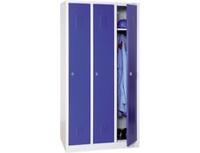 Vestiaire industrie propre monobloc 3 colonnes - H180 x L90 x P50 cm - gris/bleu