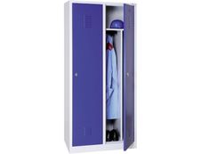 Vestiaire industrie salissante monobloc 2 colonnes - H180 x L80 x P50 cm - gris/bleu