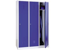 Vestiaire industrie salissante monobloc 3 colonnes - H180 x L120 x P50 cm - gris/bleu