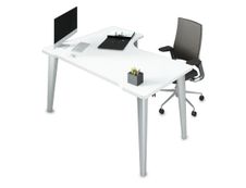 Bureau compact 90° à droite EVIDENCE - Pieds aluminium - Plateau blanc
