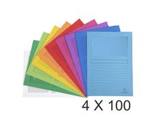 Exacompta Forever - 4 Paquets de 100 Chemises à fenêtre - 120 gr - couleurs assorties