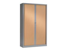 Armoire haute monobloc à rideaux GENERIC - 198 x 120 x 43 cm - aluminium/imitation hêtre