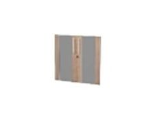 Jeu de 2 portes pleines - pour bibliothèque 2 étagères FLORA - L80 x H77 cm - imitation merisier arabis
