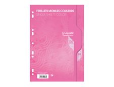 Calligraphe - 100 feuilles simples A4 - grands carreaux (Seyes) - perforées - rose