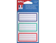 Apli Agipa - 9 Étiquettes scolaires cadre et lignes bleus, rouges, verts - 81 x 36 mm - réf 111981