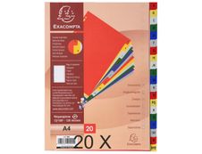 Exacompta - Pack de 20 intercalaires 20 positions alphabétiques - A4 - couleurs assorties