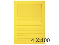 Exacompta Forever - 4 Paquets de 100 Chemises à fenêtre - 120 gr - jaune