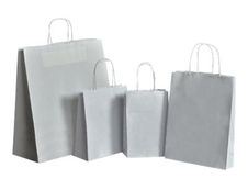 50 Sacs cadeau kraft - poignées torsadées - 32 cm x 12 cm x 44 cm - blanc