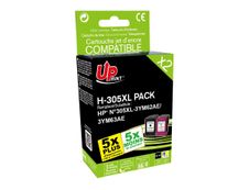 Cartouche compatible HP 305XL - pack de 2 - noir, cyan, magenta, jaune - Uprint H-305XL 